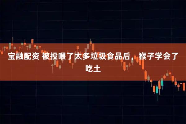 宝融配资 被投喂了太多垃圾食品后，猴子学会了吃土